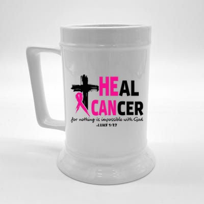 Heal Cancer Believe God Christian Breast Cancer Awareness Beer Stein