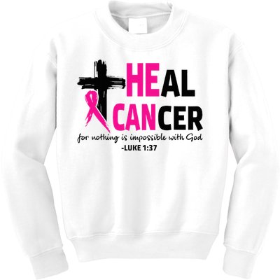 Heal Cancer Believe God Christian Breast Cancer Awareness Kids Sweatshirt