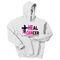 Heal Cancer Believe God Christian Breast Cancer Awareness Kids Hoodie