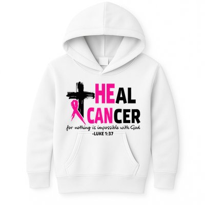 Heal Cancer Believe God Christian Breast Cancer Awareness Kids Hoodie