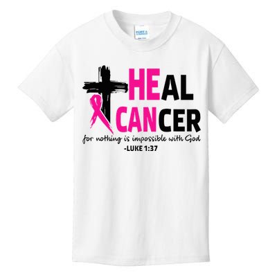 Heal Cancer Believe God Christian Breast Cancer Awareness Kids T-Shirt