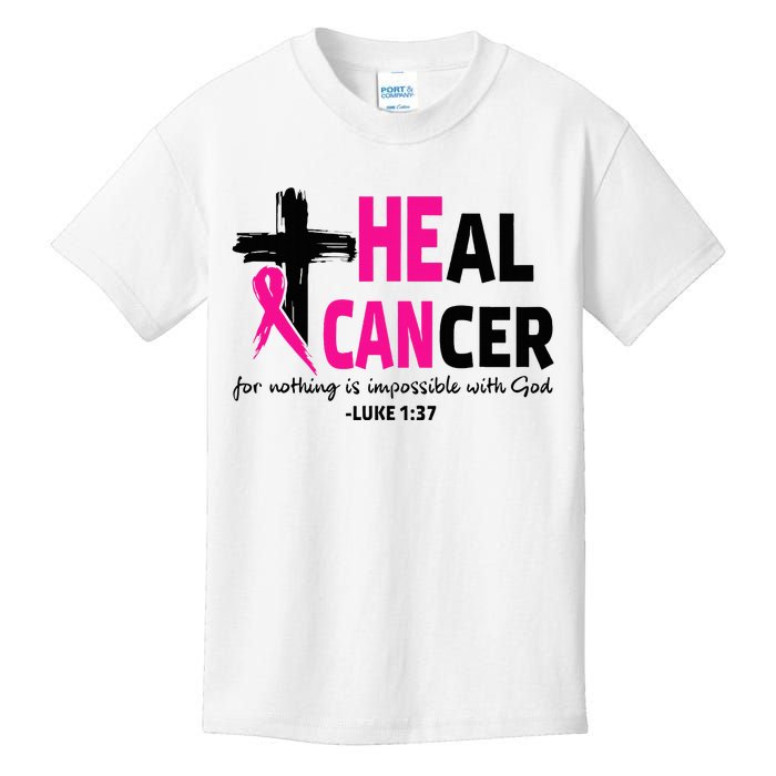 Heal Cancer Believe God Christian Breast Cancer Awareness Kids T-Shirt