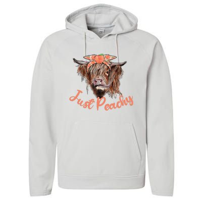 Highland Cow Bandana Just Peachy Western Country Peach Lover Performance Fleece Hoodie