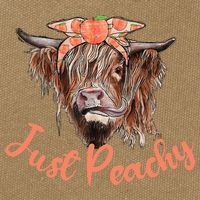 Highland Cow Bandana Just Peachy Western Country Peach Lover Cotton Canvas Backpack