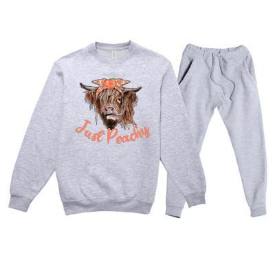 Highland Cow Bandana Just Peachy Western Country Peach Lover Premium Crewneck Sweatsuit Set