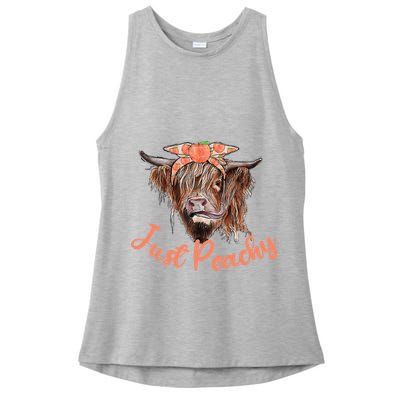 Highland Cow Bandana Just Peachy Western Country Peach Lover Ladies PosiCharge Tri-Blend Wicking Tank