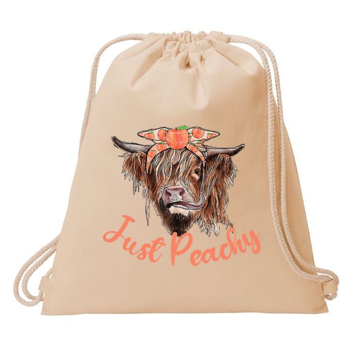 Highland Cow Bandana Just Peachy Western Country Peach Lover Drawstring Bag
