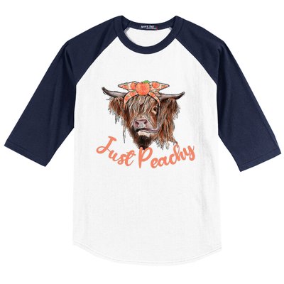 Highland Cow Bandana Just Peachy Western Country Peach Lover Baseball Sleeve Shirt