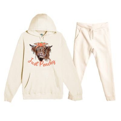 Highland Cow Bandana Just Peachy Western Country Peach Lover Premium Hooded Sweatsuit Set