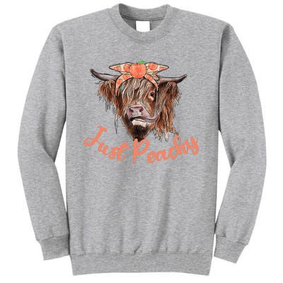 Highland Cow Bandana Just Peachy Western Country Peach Lover Tall Sweatshirt