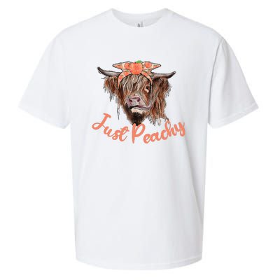 Highland Cow Bandana Just Peachy Western Country Peach Lover Sueded Cloud Jersey T-Shirt