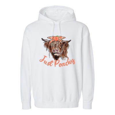 Highland Cow Bandana Just Peachy Western Country Peach Lover Garment-Dyed Fleece Hoodie