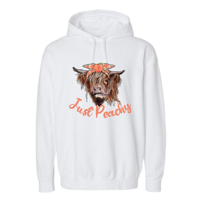 Highland Cow Bandana Just Peachy Western Country Peach Lover Garment-Dyed Fleece Hoodie