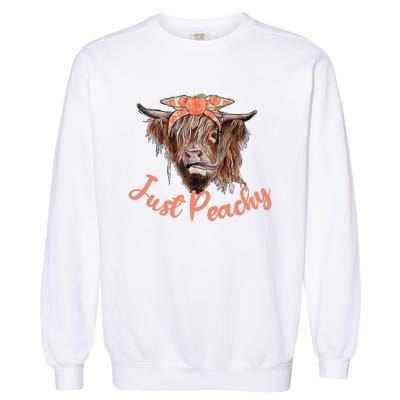 Highland Cow Bandana Just Peachy Western Country Peach Lover Garment-Dyed Sweatshirt