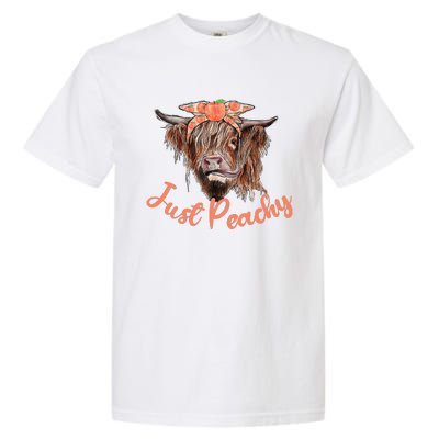 Highland Cow Bandana Just Peachy Western Country Peach Lover Garment-Dyed Heavyweight T-Shirt