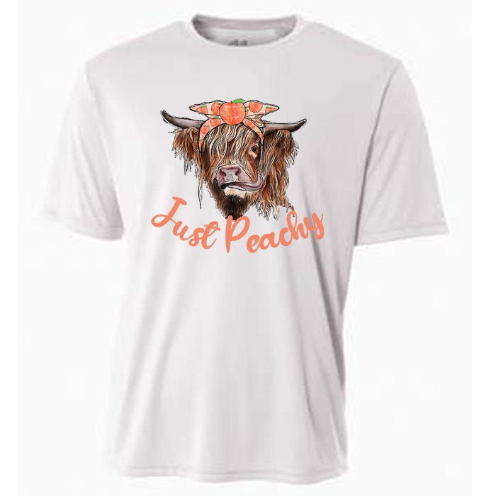 Highland Cow Bandana Just Peachy Western Country Peach Lover Cooling Performance Crew T-Shirt