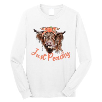 Highland Cow Bandana Just Peachy Western Country Peach Lover Long Sleeve Shirt