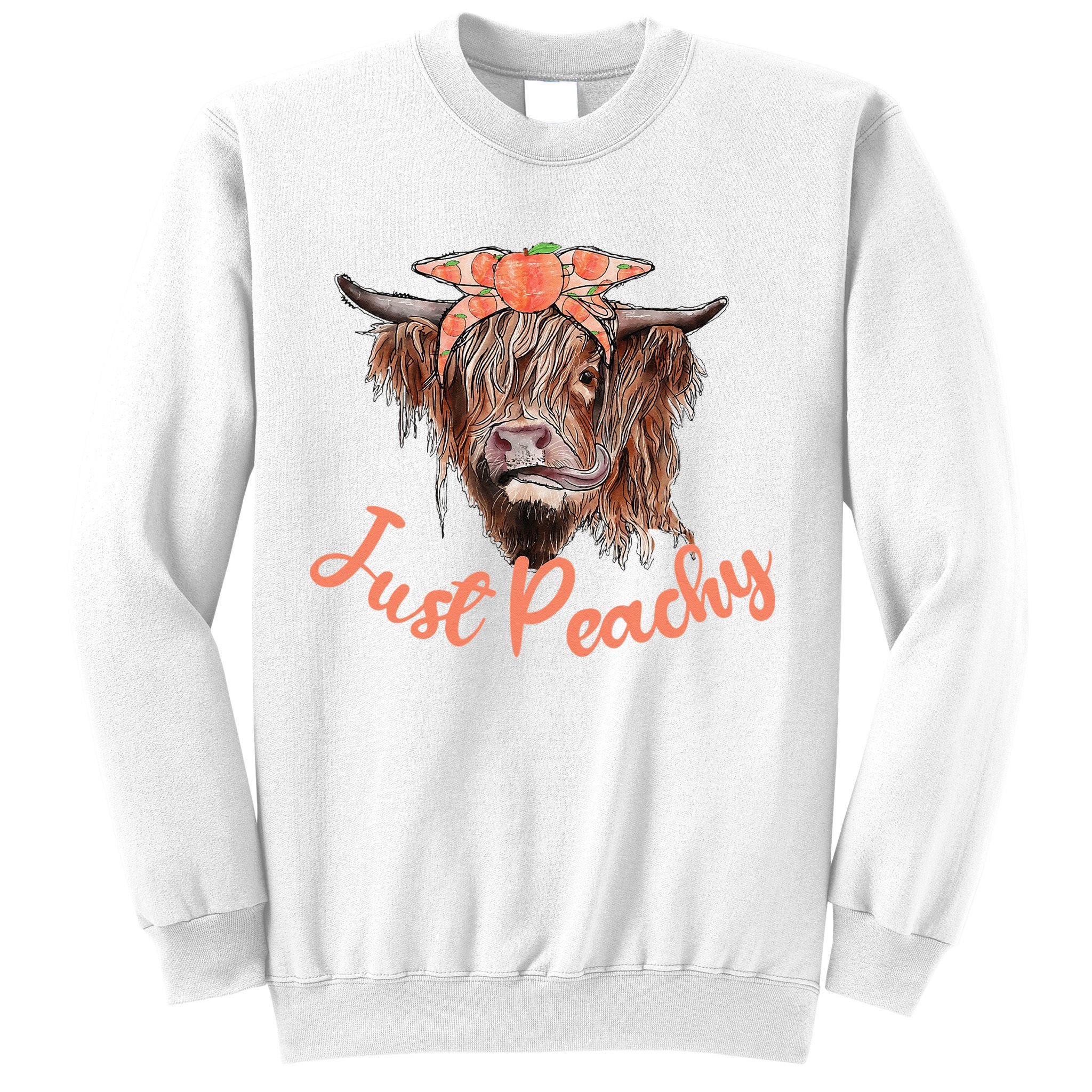 Highland Cow Bandana Just Peachy Western Country Peach Lover Sweatshirt