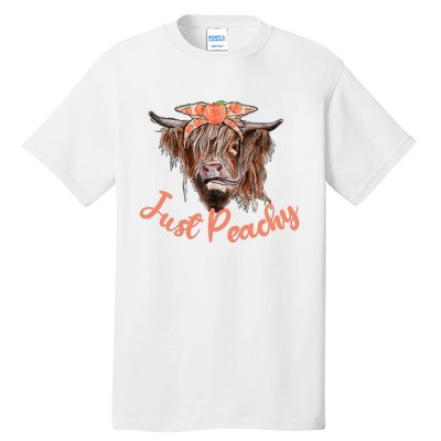 Highland Cow Bandana Just Peachy Western Country Peach Lover Tall T-Shirt