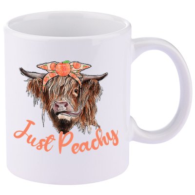 Highland Cow Bandana Just Peachy Western Country Peach Lover 11oz C Handle Ceramic Mug