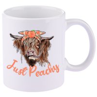 Highland Cow Bandana Just Peachy Western Country Peach Lover 11oz C Handle Ceramic Mug