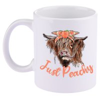 Highland Cow Bandana Just Peachy Western Country Peach Lover 11oz C Handle Ceramic Mug