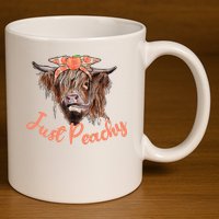 Highland Cow Bandana Just Peachy Western Country Peach Lover 11oz C Handle Ceramic Mug