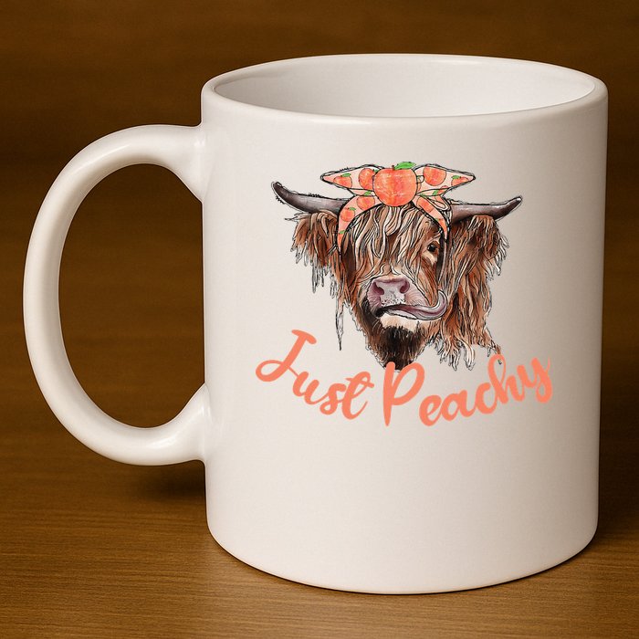Highland Cow Bandana Just Peachy Western Country Peach Lover 11oz C Handle Ceramic Mug