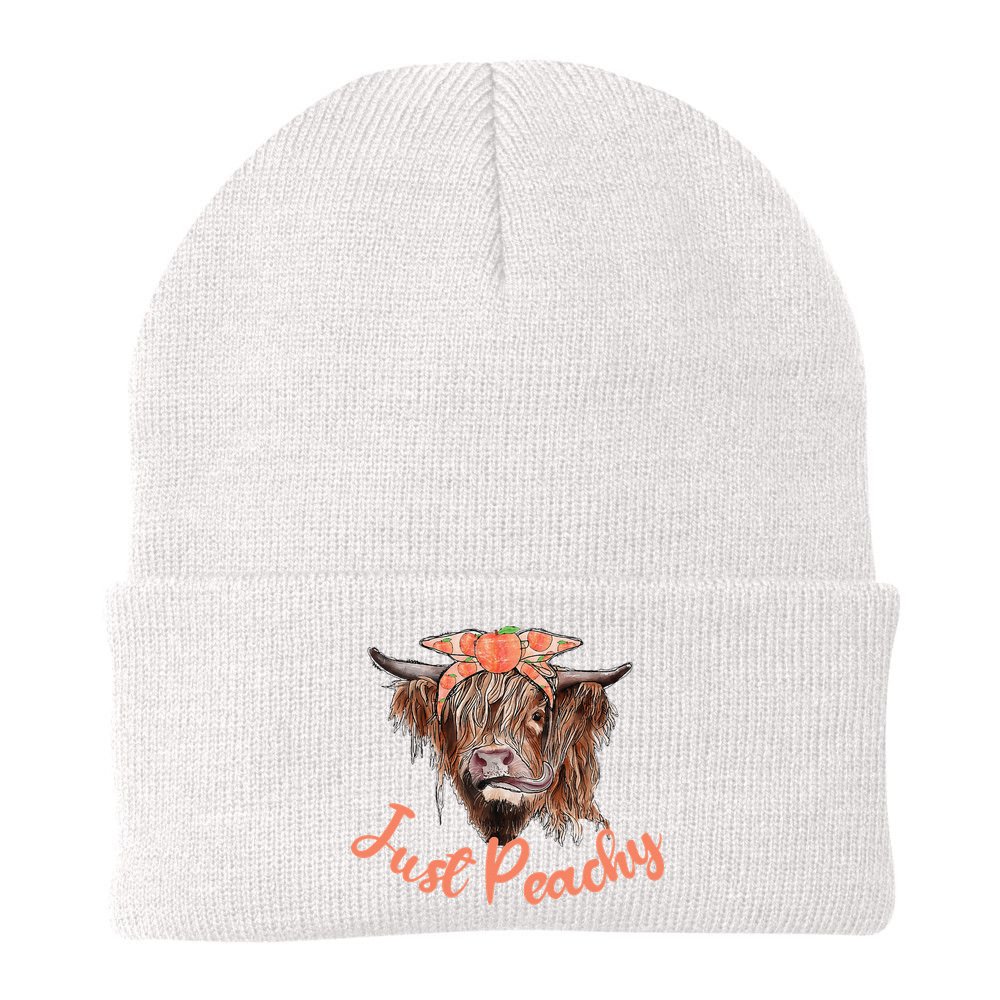 Highland Cow Bandana Just Peachy Western Country Peach Lover Beanie
