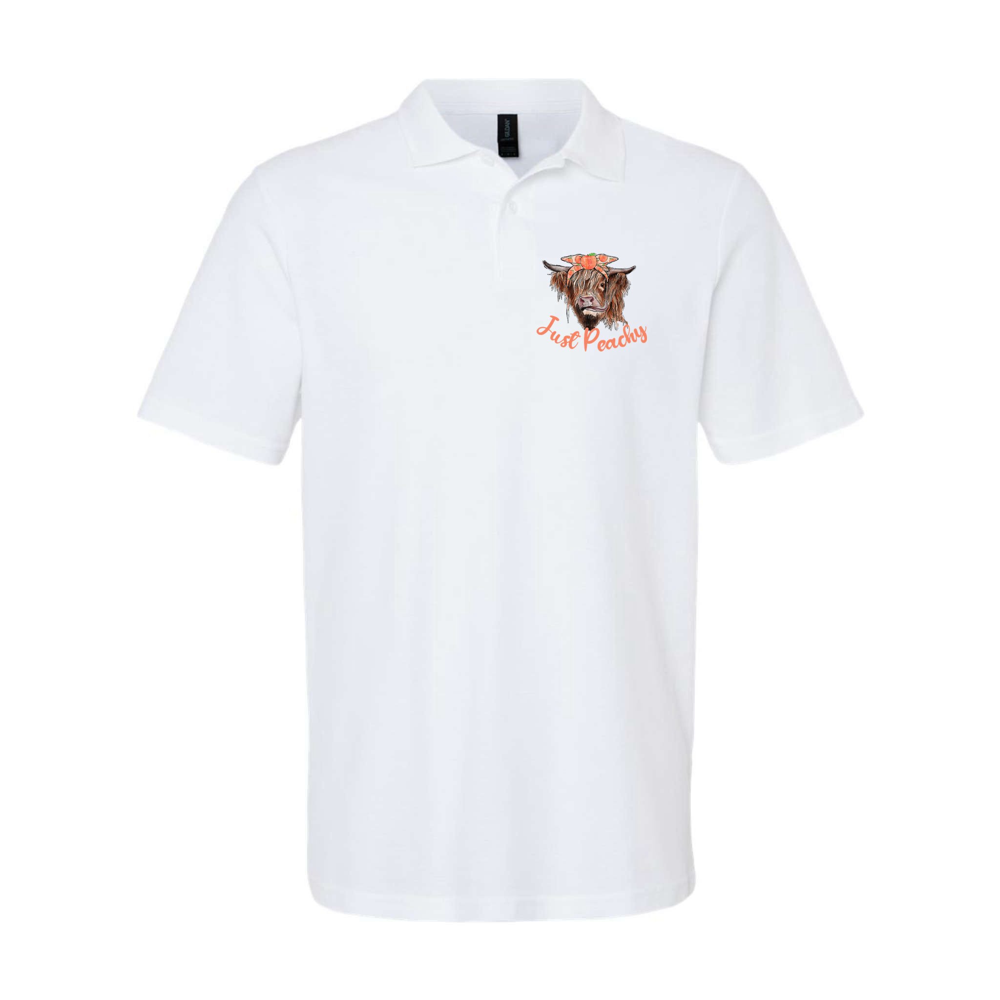 Highland Cow Bandana Just Peachy Western Country Peach Lover Polo