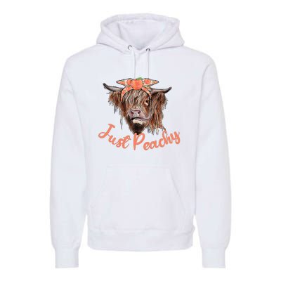 Highland Cow Bandana Just Peachy Western Country Peach Lover Premium Hoodie