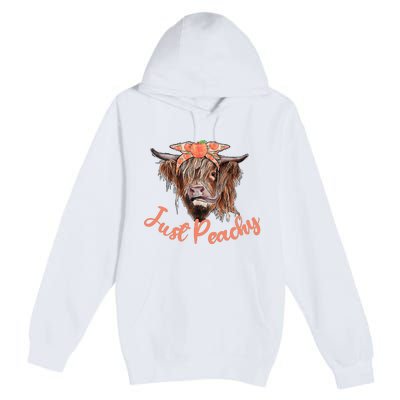 Highland Cow Bandana Just Peachy Western Country Peach Lover Premium Pullover Hoodie