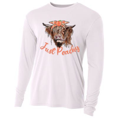 Highland Cow Bandana Just Peachy Western Country Peach Lover Cooling Performance Long Sleeve Crew