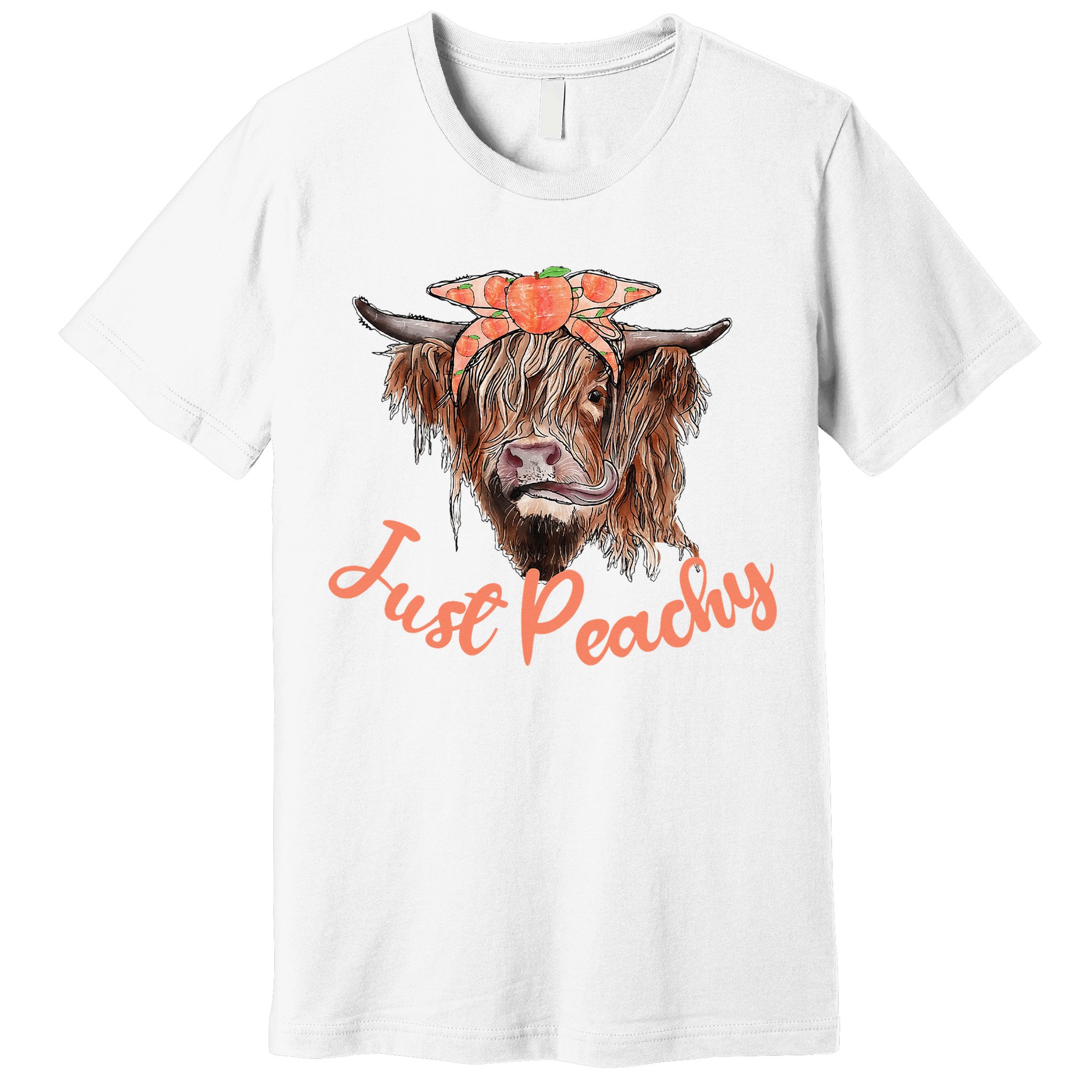 Highland Cow Bandana Just Peachy Western Country Peach Lover Premium T-Shirt
