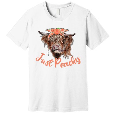 Highland Cow Bandana Just Peachy Western Country Peach Lover Premium T-Shirt