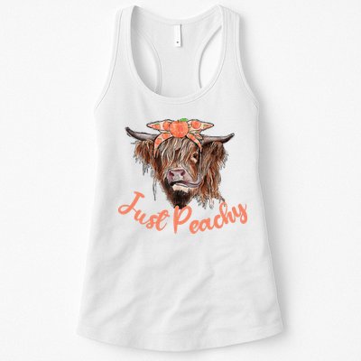 Highland Cow Bandana Just Peachy Western Country Peach Lover Womens Tank Top