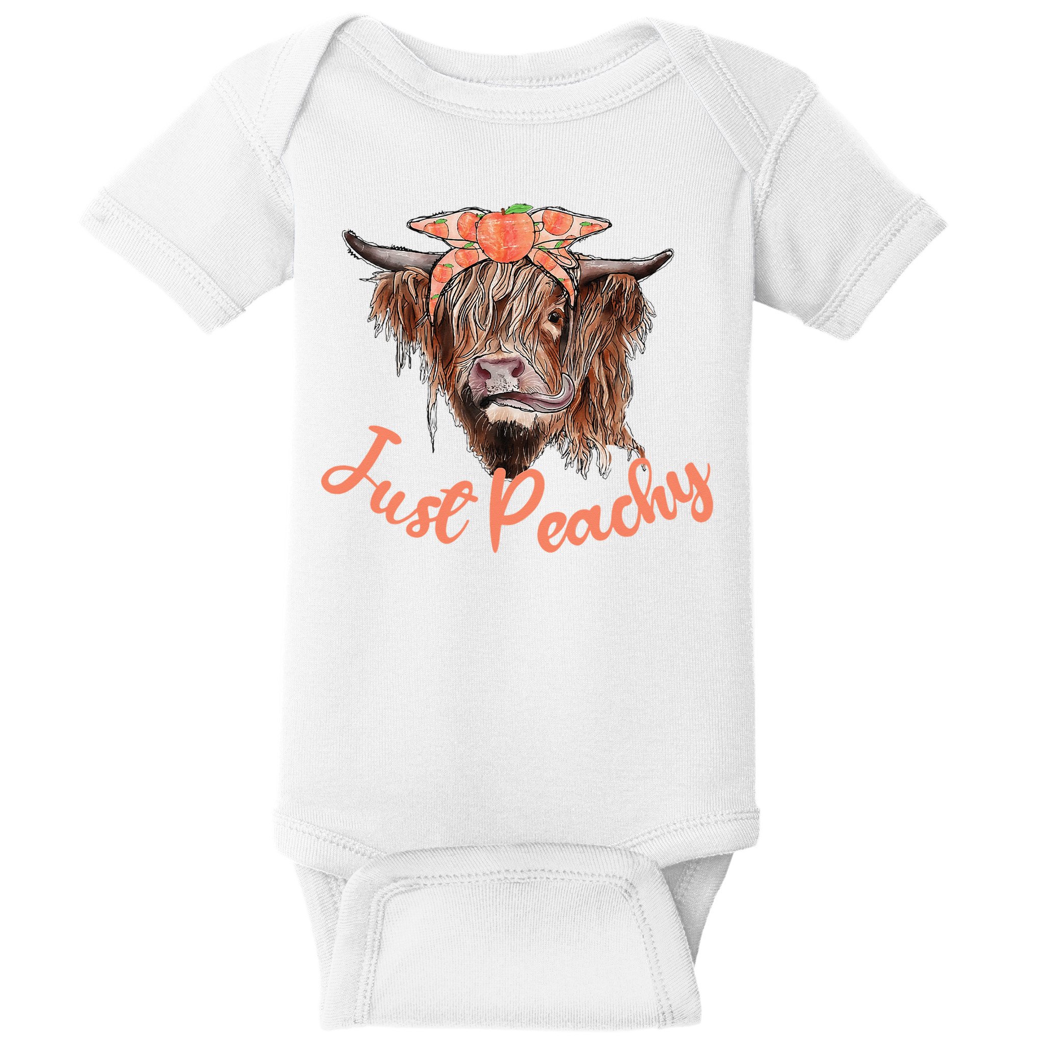 Highland Cow Bandana Just Peachy Western Country Peach Lover Baby Bodysuit