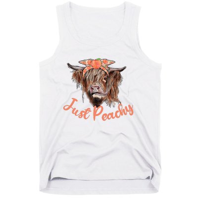 Highland Cow Bandana Just Peachy Western Country Peach Lover Tank Top