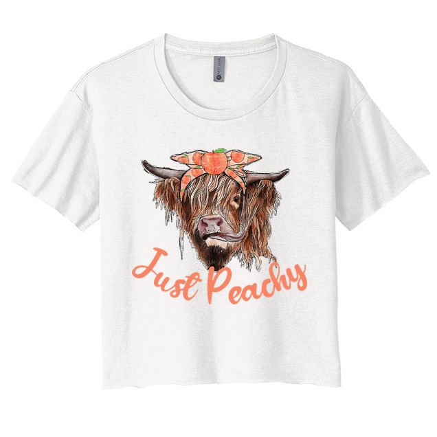 Highland Cow Bandana Just Peachy Western Country Peach Lover Crop Top