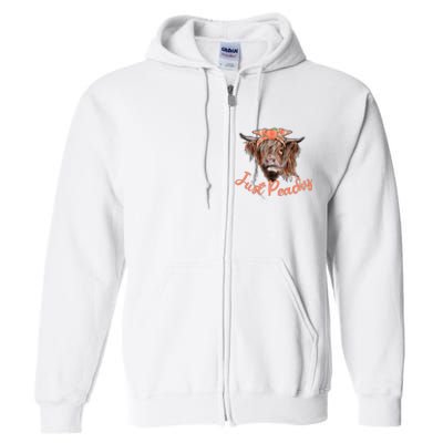 Highland Cow Bandana Just Peachy Western Country Peach Lover Full Zip Hoodie