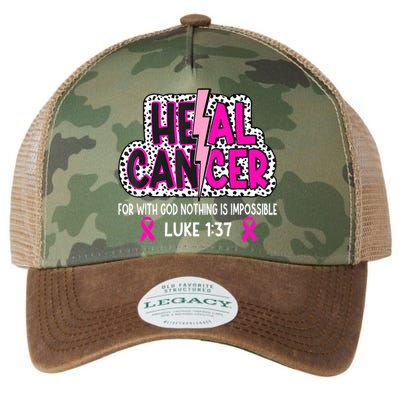 Heal Cancer Believe God Christian Breast Cancer Awareness Legacy Tie Dye Trucker Hat