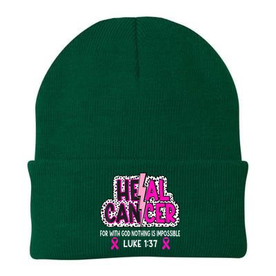 Heal Cancer Believe God Christian Breast Cancer Awareness Knit Cap Winter Beanie