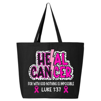 Heal Cancer Believe God Christian Breast Cancer Awareness 25L Jumbo Tote