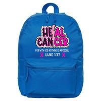 Heal Cancer Believe God Christian Breast Cancer Awareness 16 in Basic Backpack