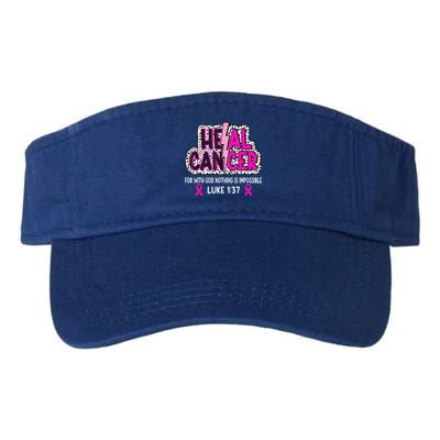 Heal Cancer Believe God Christian Breast Cancer Awareness Valucap Bio-Washed Visor