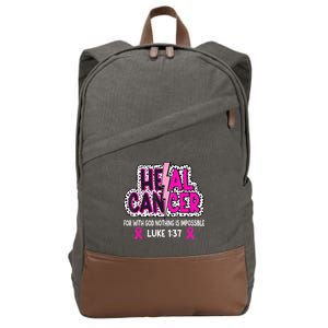 Heal Cancer Believe God Christian Breast Cancer Awareness Cotton Canvas Backpack