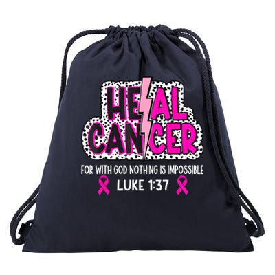 Heal Cancer Believe God Christian Breast Cancer Awareness Drawstring Bag