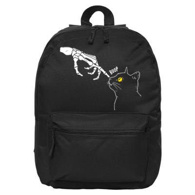 Halloween Cat Black Lover Skeleton Hand Boop 16 in Basic Backpack