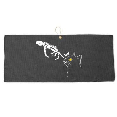 Halloween Cat Black Lover Skeleton Hand Boop Large Microfiber Waffle Golf Towel