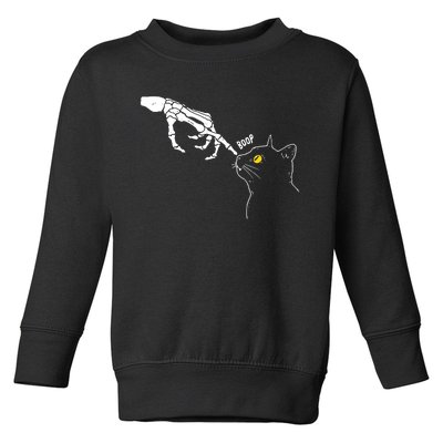 Halloween Cat Black Lover Skeleton Hand Boop Toddler Sweatshirt